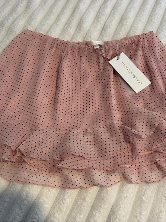 LoveShackFancy Dresses & Skirts - LoveShackFancy Blush Pink Polka Dot Ruffle Mini Skirt